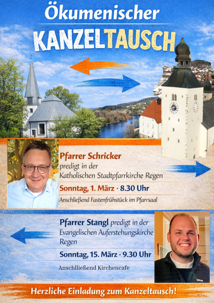 Plakat Kanzeltausch am 1. und 15.3.